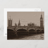 Sepia Big Ben Tower Palace van Westminster Briefkaart (Voorkant / Achterkant)