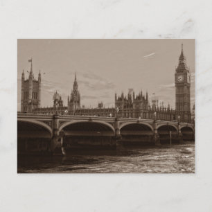 Sepia Big Ben Tower Palace van Westminster Briefkaart