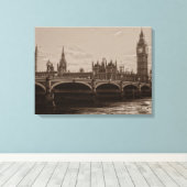 Sepia Big Ben Tower Palace van Westminster Canvas Afdruk (Insitu (Houten vloer))