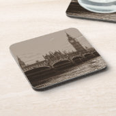 Sepia Big Ben Tower Palace van Westminster Drankjes Onderzetter (Linkerzijde)