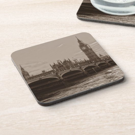 Sepia Big Ben Tower Palace van Westminster Drankjes Onderzetter (Linkerzijde)