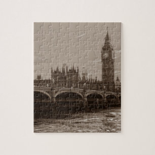 Sepia Big Ben Tower Palace van Westminster Legpuzzel