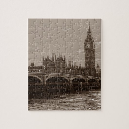 Sepia Big Ben Tower Palace van Westminster Legpuzzel (Verticaal)