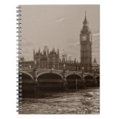 Sepia Big Ben Tower Palace van Westminster Notitieboek (Voorkant)