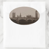 Sepia Big Ben Tower Palace van Westminster Ovale Sticker (Tas)