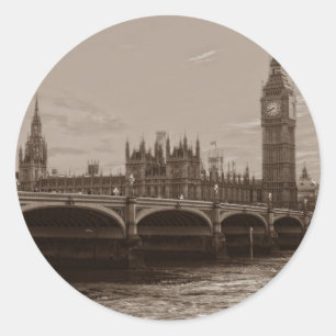 Sepia Big Ben Tower Palace van Westminster Ronde Sticker