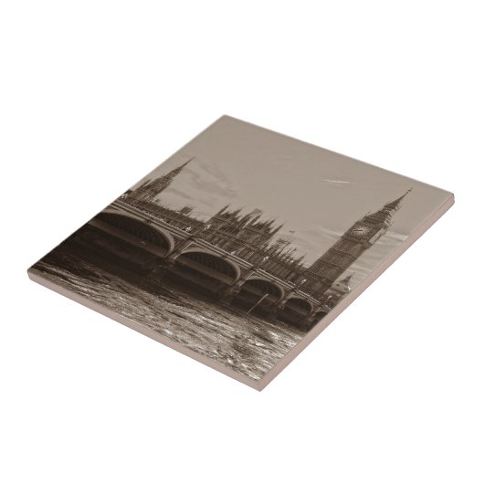 Sepia Big Ben Tower Palace van Westminster Tegeltje (Zijkant)