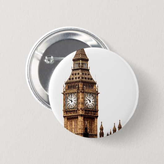 Sepia Big Ben Tower Ronde Button 5,7 Cm (Voorkant /achterkant)