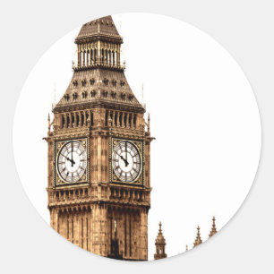 Sepia Big Ben Tower Ronde Sticker