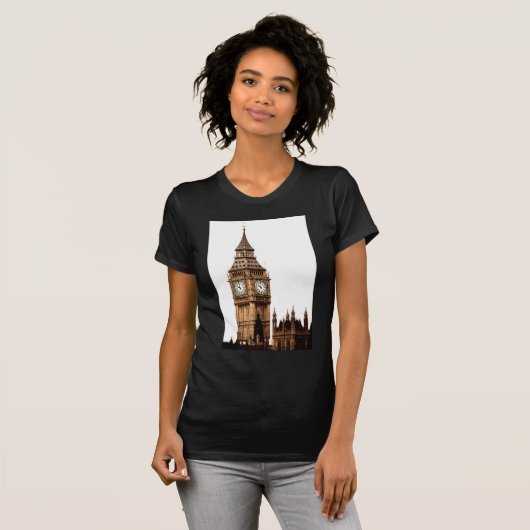 Sepia Big Ben Tower T-shirt (Voorkant volledig)
