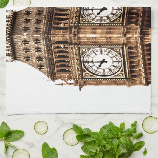 Sepia Big Ben Tower Theedoek (Gevouwen)