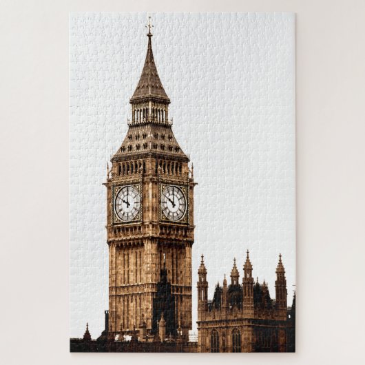 Sepia Big Ben Tower Travel Art Legpuzzel (Verticaal)