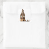 Sepia Big Ben Tower Vierkante Sticker (Tas)