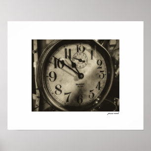 Sepia Big Ben Vintage Klok Poster Print