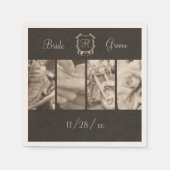 Sepia Biker Trouwfoto's Aangepaste papieren servet (Voorkant)