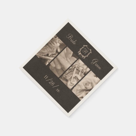 Sepia Biker Trouwfoto's Aangepaste papieren servet (Hoek)