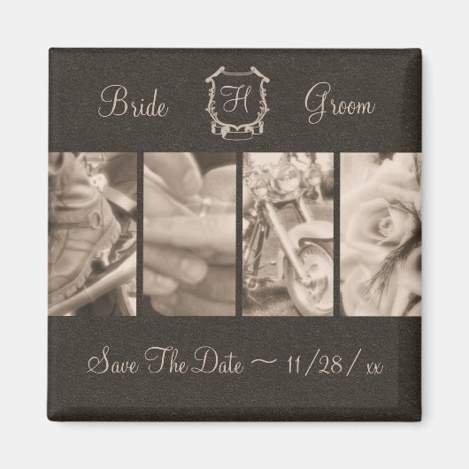 Sepia Biker Trouwfoto's Save the Date Magnet (Voorkant)