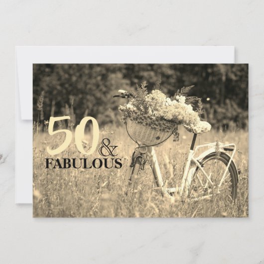  Sepia Birthday 50 en Fabulous Bicycle Kaart (Voorkant)