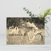 Sepia Birthday 50 en Fabulous Bicycle Kaart (Staand voorkant)
