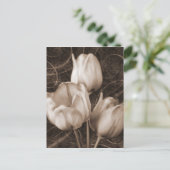 Sepia Black Background florale Briefkaart (Staand voorkant)