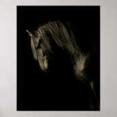 Sepia Black Horse Poster (Voorkant)