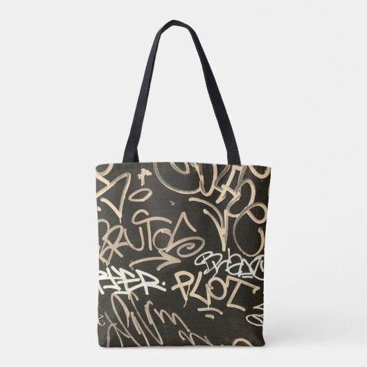 Sepia & Black Urban Graffiti Style Canvas tas (Achterkant)