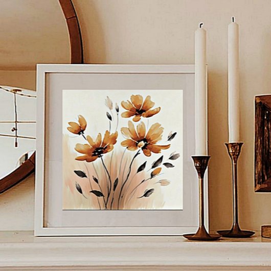 Sepia bloeit poster