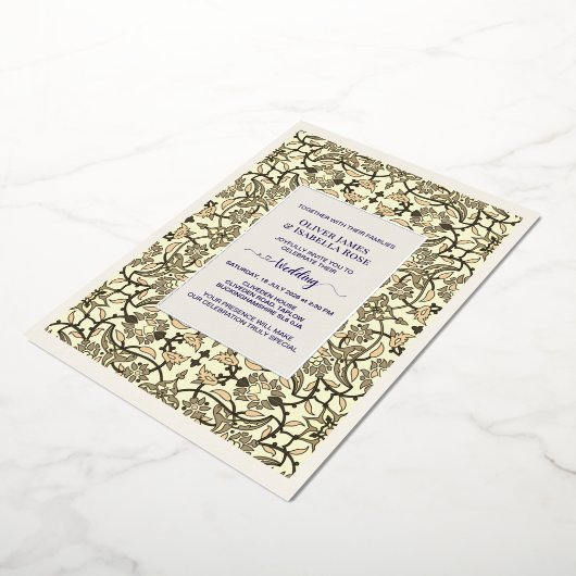 Sepia Bloem Arabesk Trouw Uitnodiging - Folie (Gedraaid)