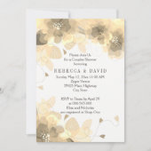 Sepia bloemen florale herfst trouwparen douchen kaart (Voorkant)