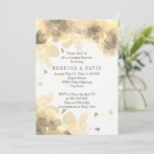 Sepia bloemen florale herfst trouwparen douchen kaart (Staand voorkant)