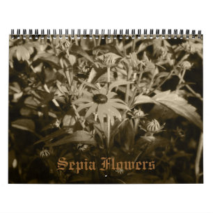 Sepia Bloemen Kalender