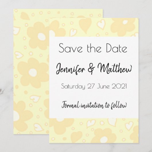 Sepia bloemmotief Sla de datum Kaart op (Voorkant / Achterkant)