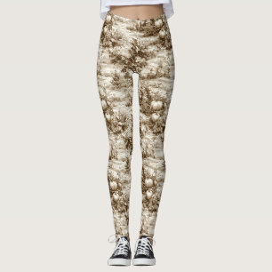 Sepia Boerderij Pompoen Toile Oogst Patroon Leggings