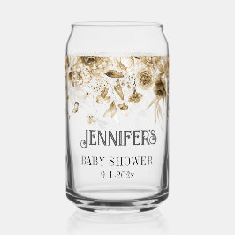 Sepia Boho Douche, Bloemen Drop Special Mom-to-be Blikvorm Glas