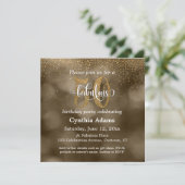 Sepia Bokeh, Gold Glitter & Script 50 & Fabulous Kaart (Staand voorkant)