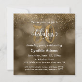 Sepia Bokeh, Gold Glitter & Script 50 & Fabulous Kaart (Voorkant)