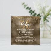 Sepia Bokeh, Gouden Glitter & Script 50 & Fabulous Kaart (Staand voorkant)