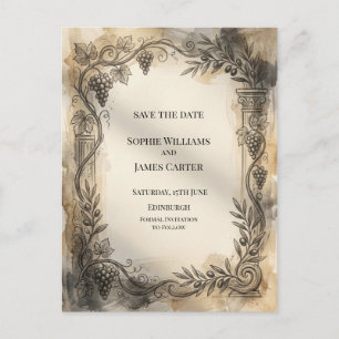 Sepia botanisch kader save the date ansichtkaart briefkaart