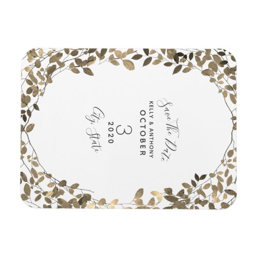 Sepia Botanische Bruiloft Save The Date Magneet (Horizontaal)