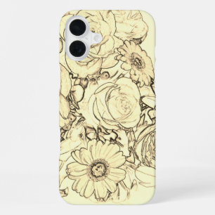 Sepia Bouquet Rozen Daises iPhone 16 Plus Hoesje
