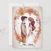 Sepia Bride en Groom Illustratie Kaart (Voorkant)