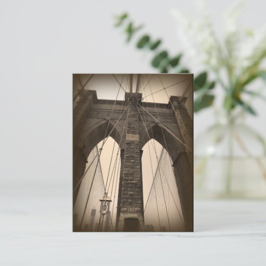  Sepia Brooklyn Bridge Briefkaart (Staand voorkant)