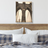 Sepia Brooklyn Bridge Canvas Afdruk (Insitu (Slaapkamer))