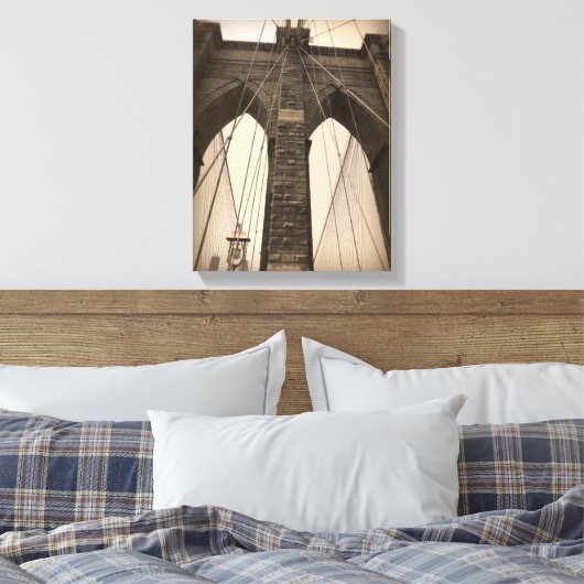 Sepia Brooklyn Bridge Canvas Afdruk (Insitu (Slaapkamer))
