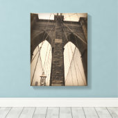 Sepia Brooklyn Bridge Canvas Afdruk (Insitu (Houten vloer))