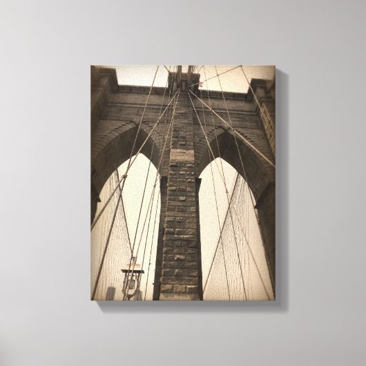 Sepia Brooklyn Bridge Canvas Afdruk (Voorkant)