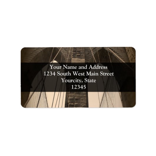 Sepia Brooklyn Bridge Etiket (Voorkant)