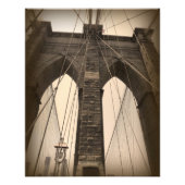 Sepia Brooklyn Bridge Foto Afdruk (Voorkant)