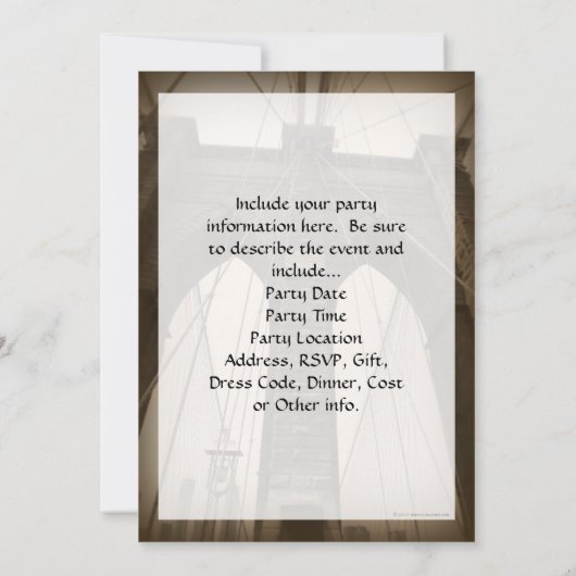 Sepia Brooklyn Bridge Kaart (Achterkant)