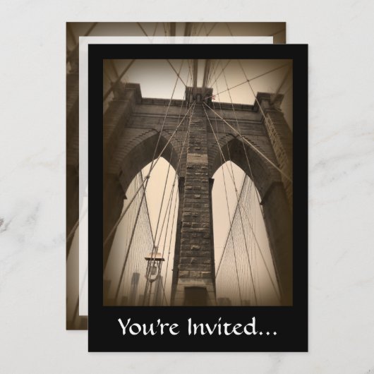  Sepia Brooklyn Bridge Kaart (Voorkant / Achterkant)